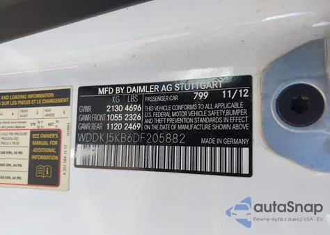 2013 Mercedes-Benz E 350 from USA, damaged, VIN WDDKJ5KB6DF205882